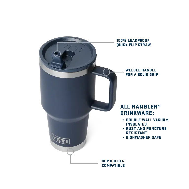 Travel Straw Mug Rambler 30 oz Navy