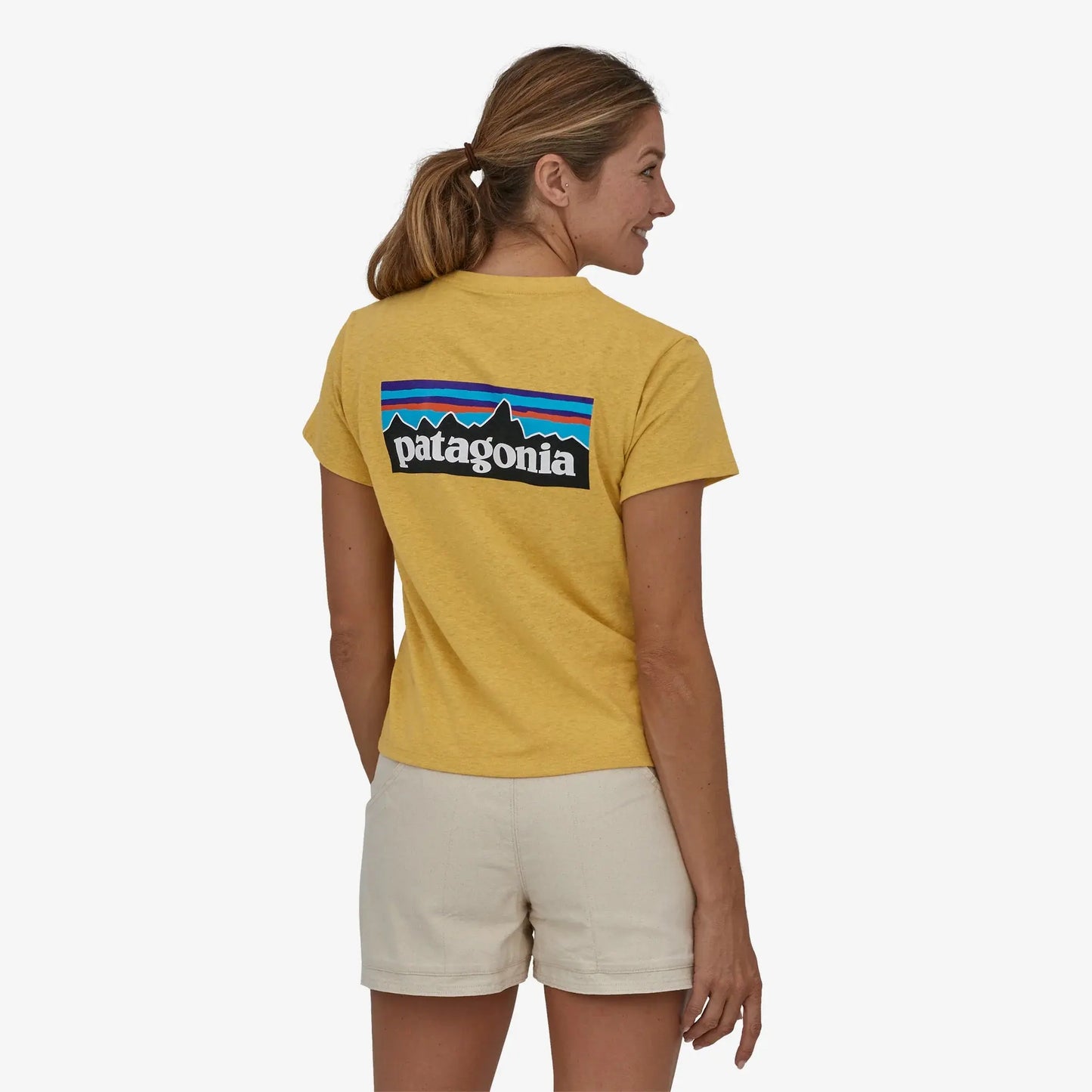 Patagonia Womens P-6 Logo Responsibili-Tee Surfboard Yellow Patagonia
