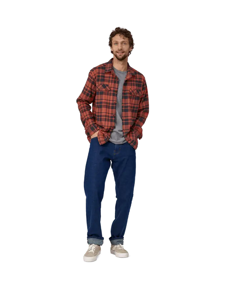 Patagonia Mens Insulated Organic Cotton Midweight Fjord Flannel Shirt Ice Caps Burl Red Patagonia