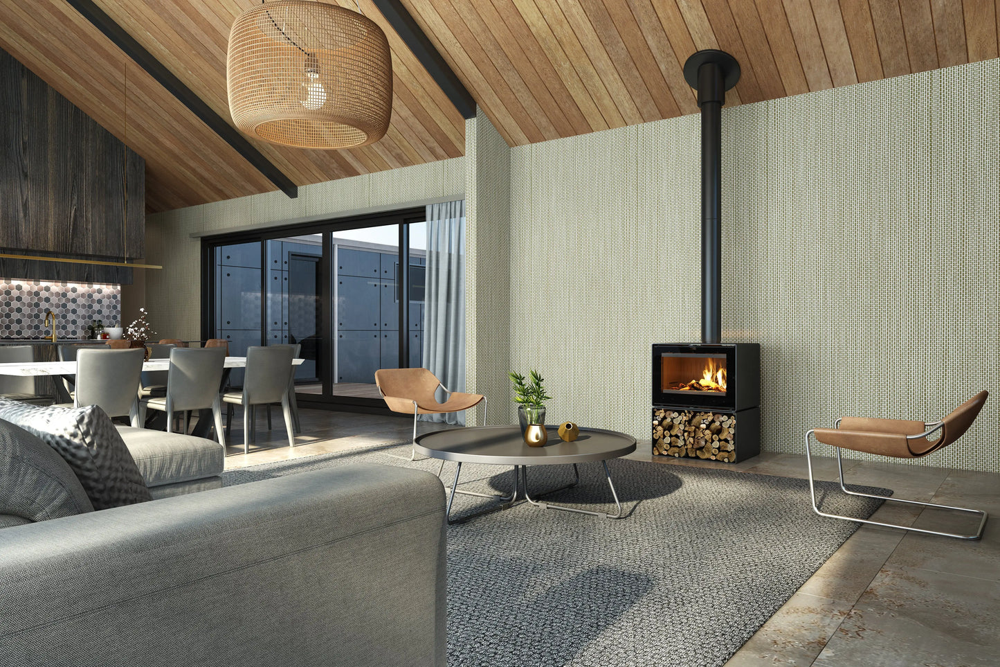 Phoenix Wood Stove + Wood Storage Stand Visionline