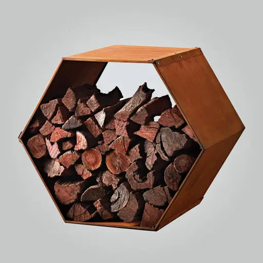 Wood Storage Hexagon 850 (Corten) (850mm W x 700mm D) Kalora