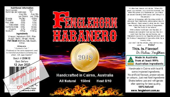 Fenglehorn Habanero Sauce 150ml Horizon Leisure
