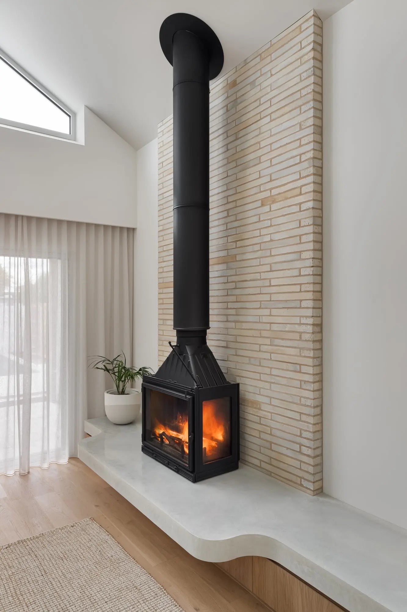 Seguin MultiVision 8000 Cast Iron Fireplace - 3 Sided Firebox - 2 Small Side Glass - 1 Swing Door and Lift Seguin