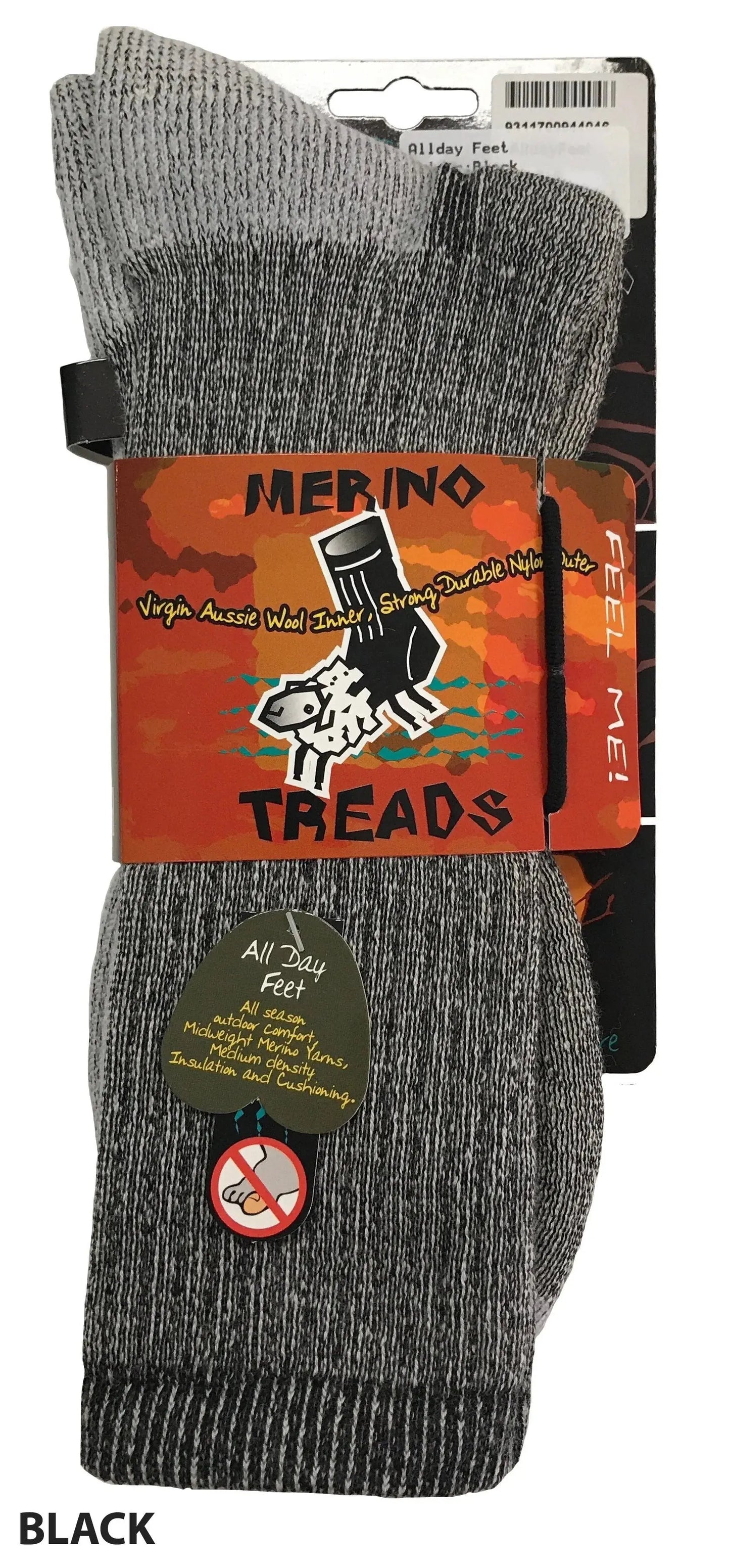 Merino Treads Allday Feet Midnight Black Merino Treads