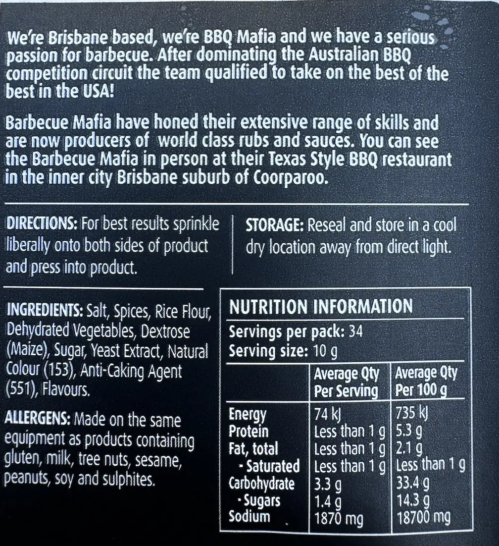BBQ Mafia 'OG Steak Out Rub' Barbecue Rub 340g