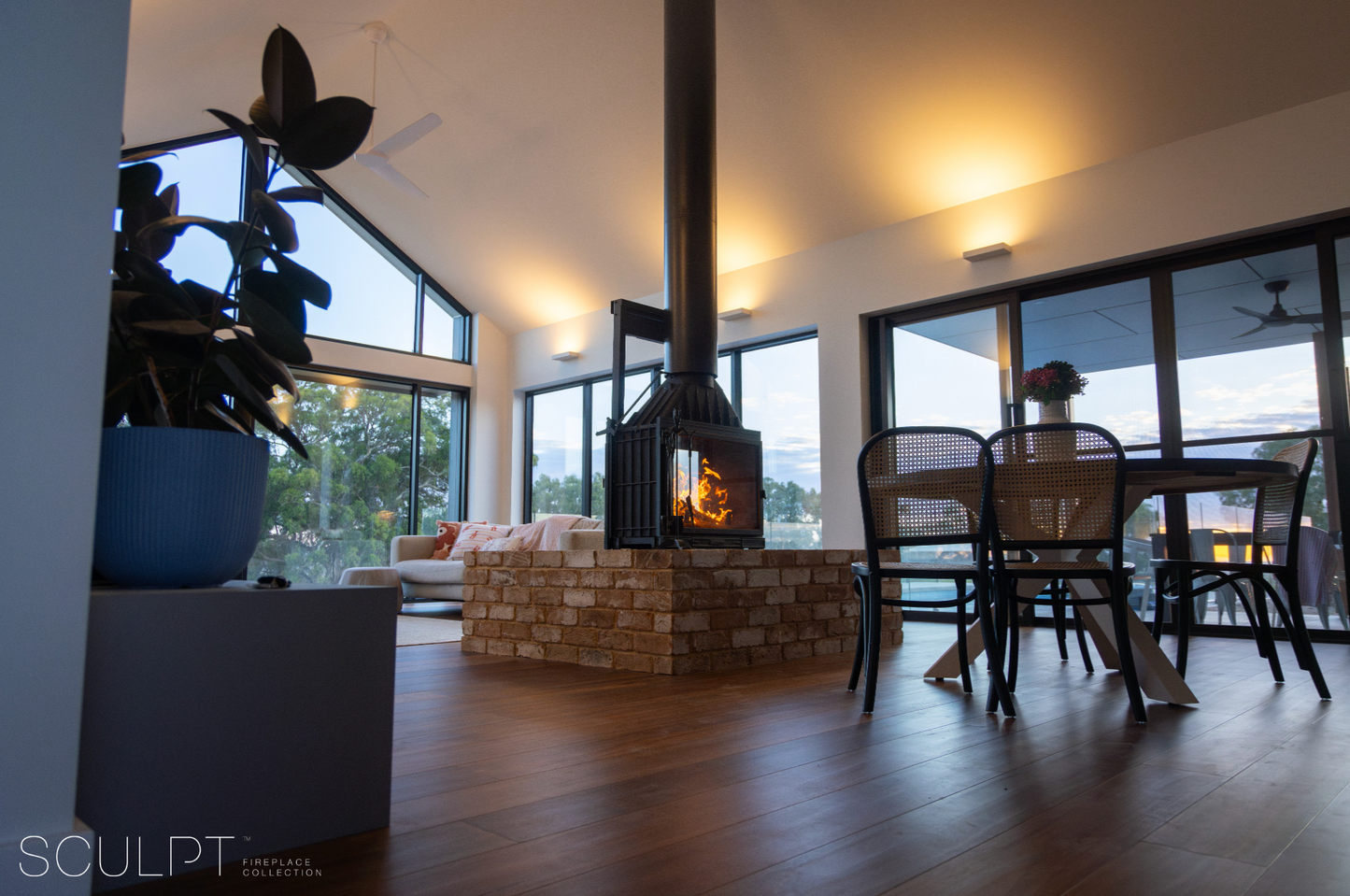 Seguin MultiVision 8000 Cast Iron Fireplace - Double Sided Firebox - Lift - 1 Swing Door - 1 Swing Door and Lift