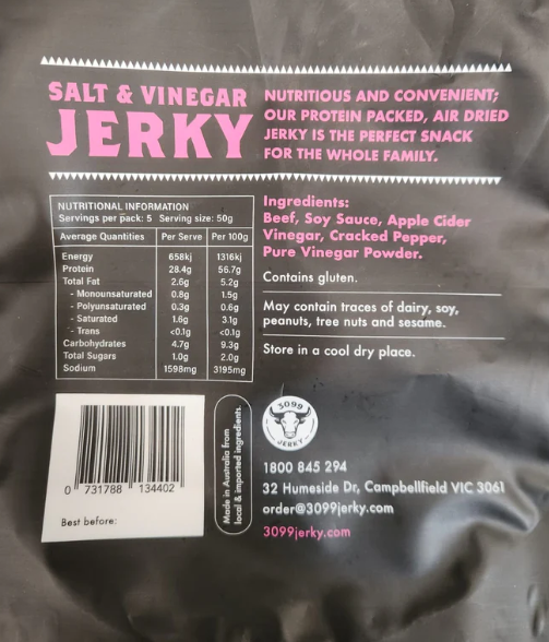 3099 Jerky Salt & Vinegar 50G