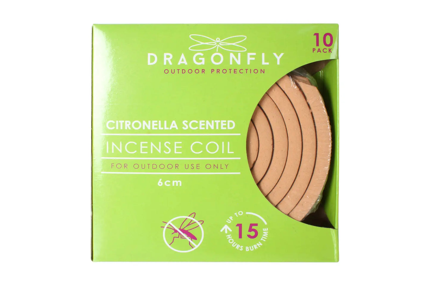 Dragonfly 10pk citronella 6cm scented incense coils Horizon Leisure
