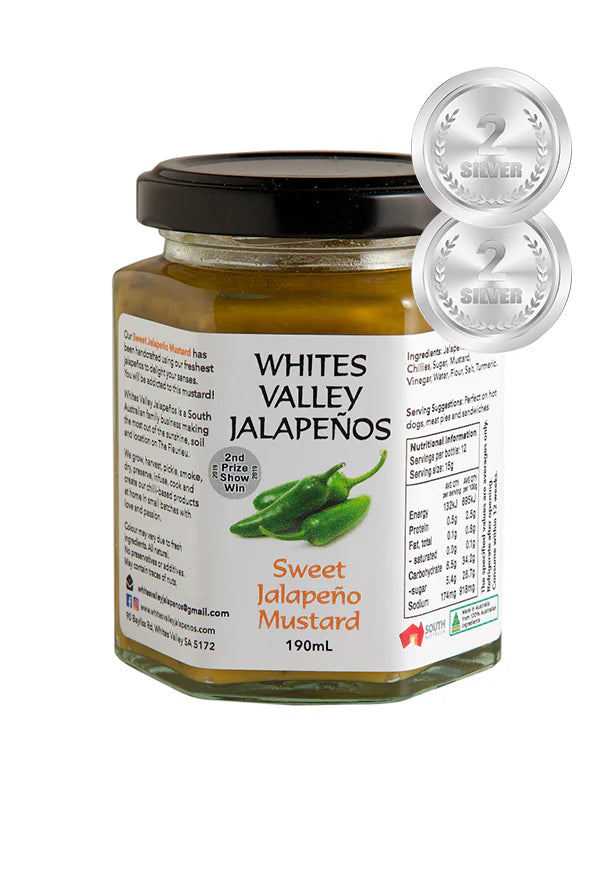 Whites Valley Sweet Jalapeno Mustard 190ml Whites Valley