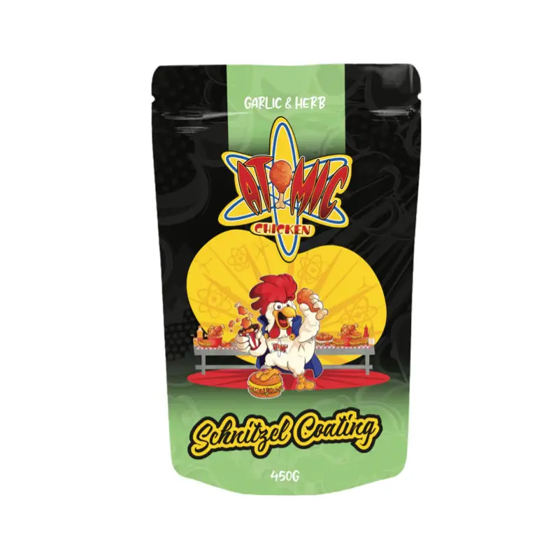 ATOMIC CHICKEN SCHNITZEL HERB AND GARLIC 450G - Horizon Leisure