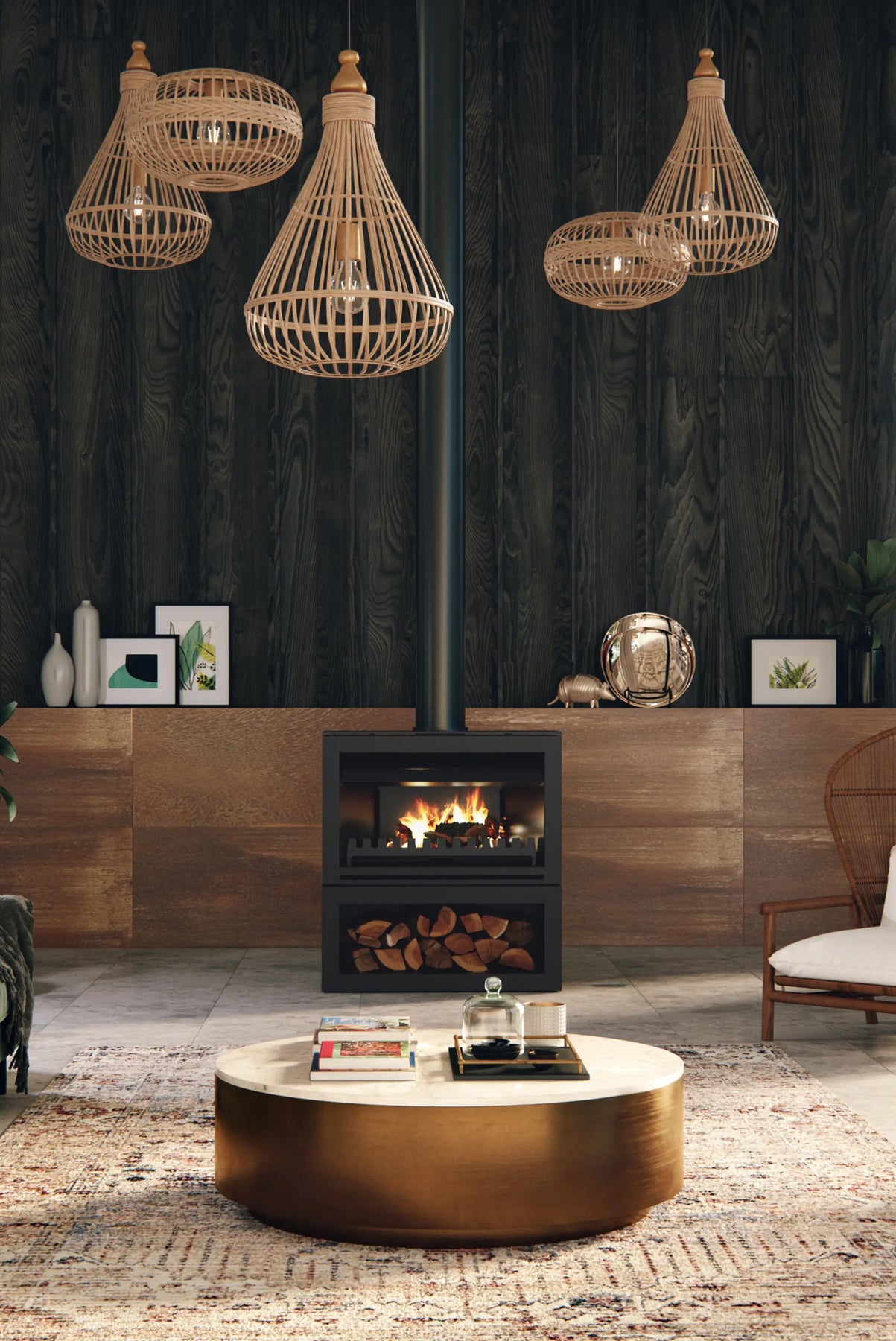 nectre 900 freestanding wood heater with flue kit and fan