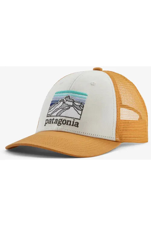 Patagonia Line Logo Ridge Lopro Trucker Hat White with Dried Mango
