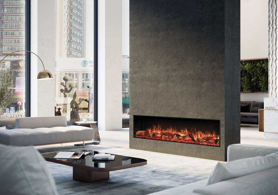 Regency Onyx Multi Sided Electric Fireplace 190RW Split Oak Logs (Included) - Floor Stock Clearance