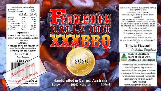 Fenglehorn Ballz Out XXX BBQ Sauce (Spicy) 250ml Horizon Leisure