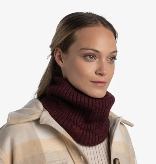 BUFF Merino Knitted Neck Warmer - Norval Maroon