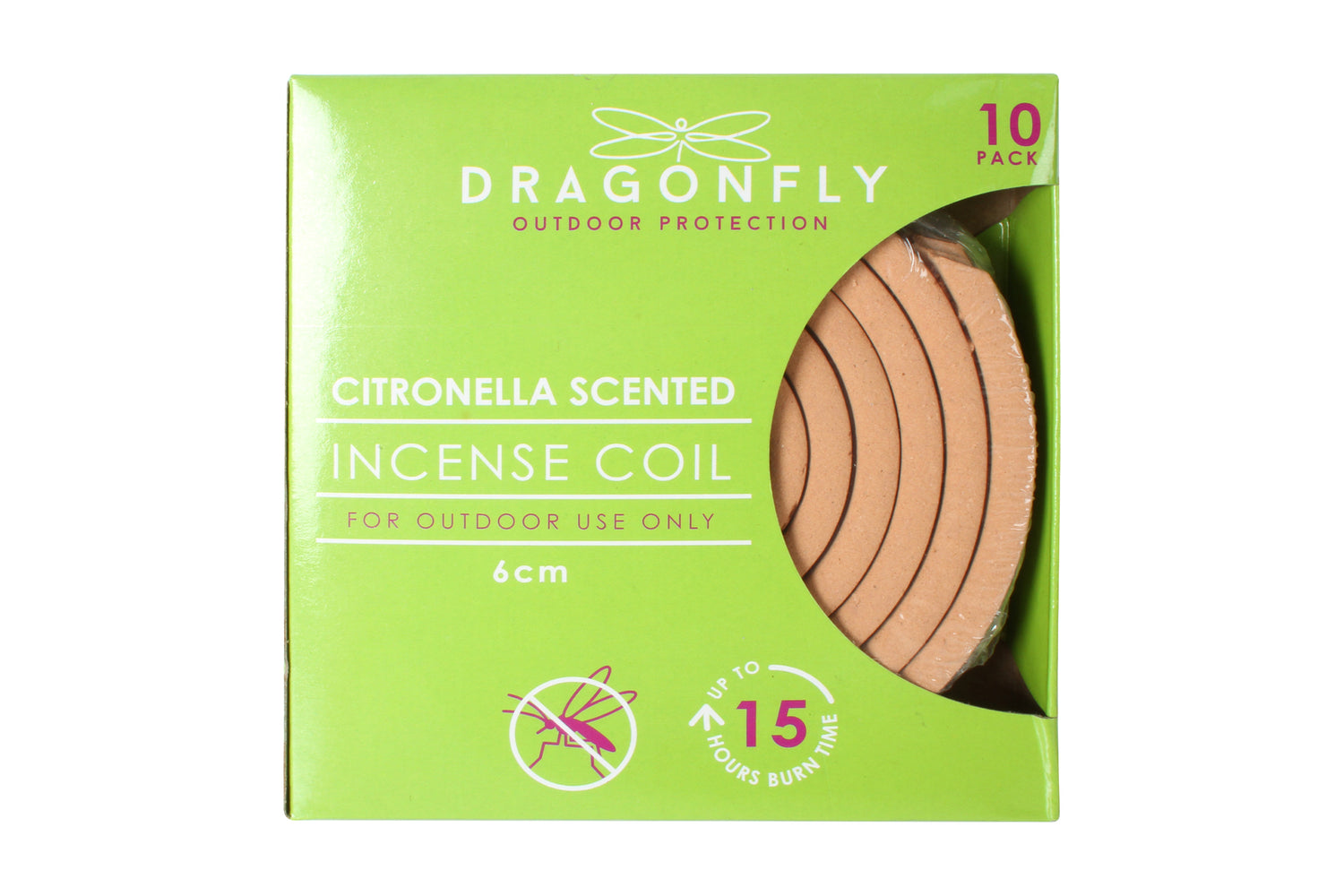 Dragonfly 10pk citronella 6cm scented incense coils