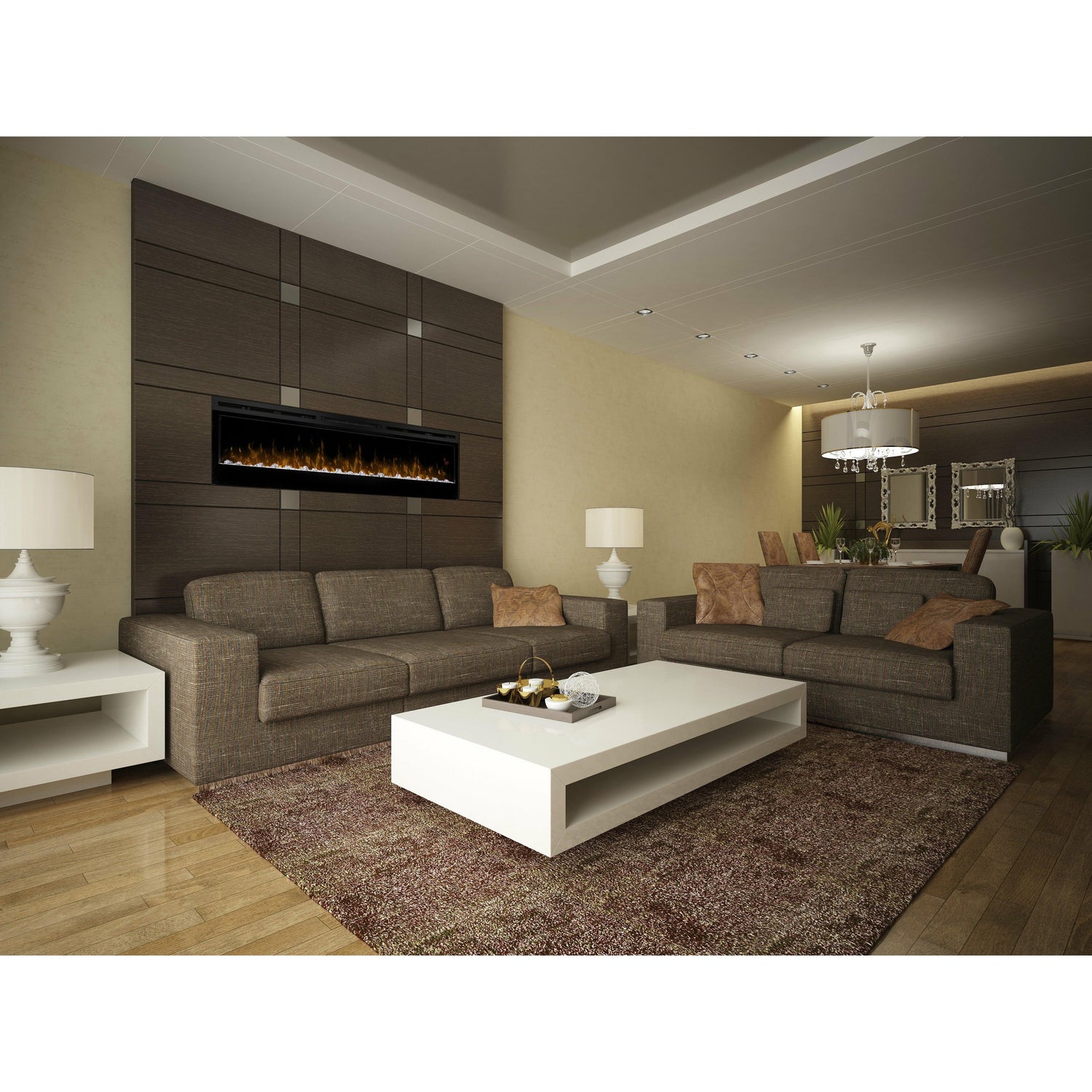 DIMPLEX 50'' PRISIM WALL MOUNTED ELECTRIC FIRE BLACK FINISH W/ICE MEDIA BED OR WHITE PEBBLES - Horizon Leisure